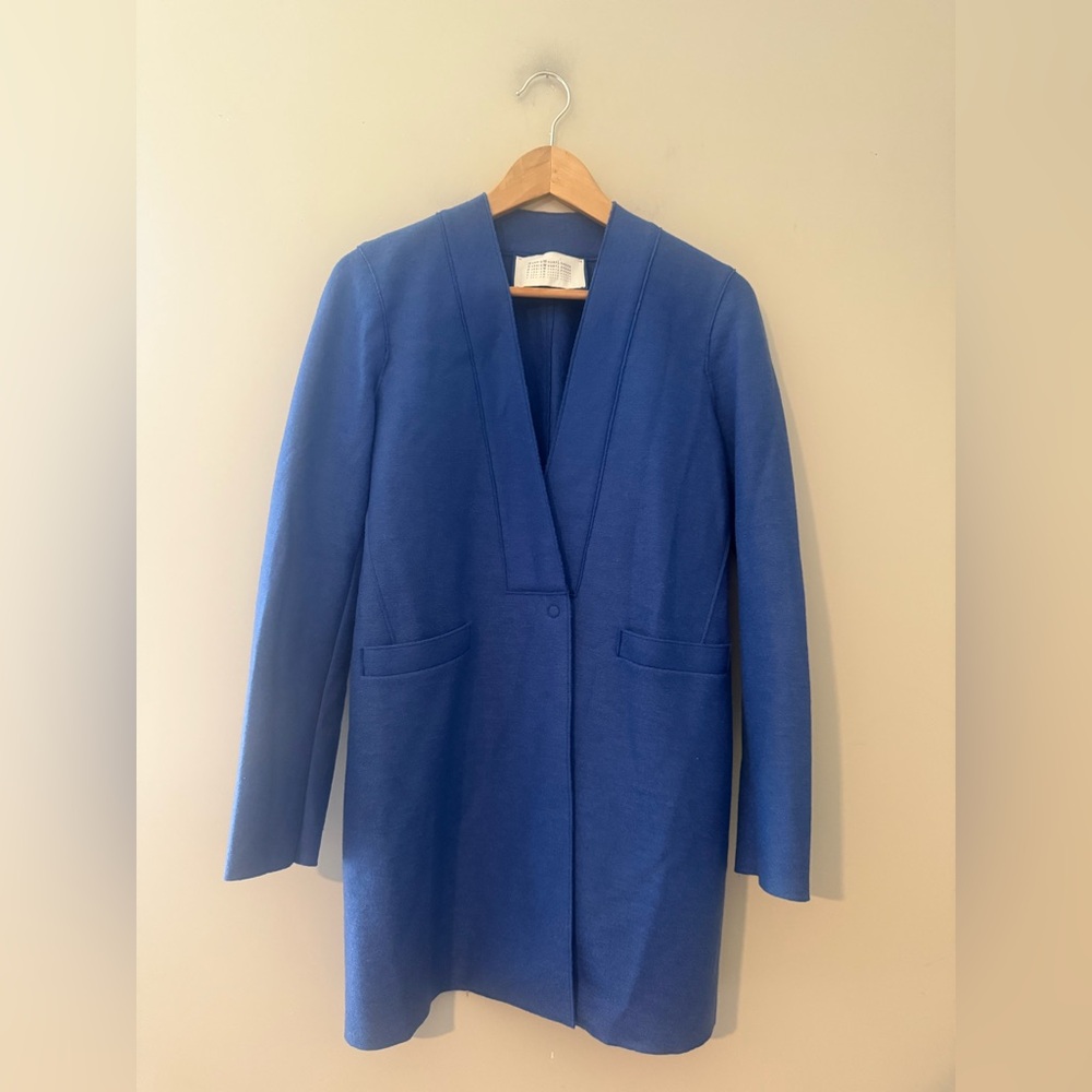 Harris‎ Wharf London Coat Womens 42 IT Virgin Wool Blue Italy Single Breasted